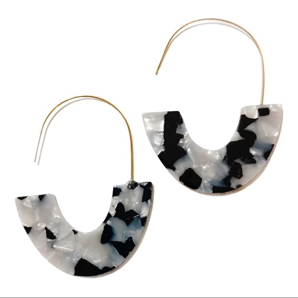 Fashion Jewelry Jewelry - Black & White Acrylic Hoop Earrings